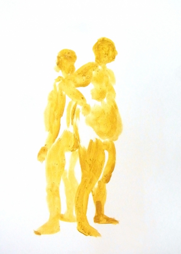 Boris & EXPANSION - gelbe Farbe, Pinsel, Papier