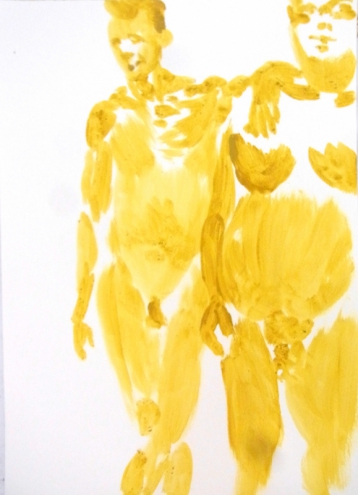 Boris & EXPANSION - gelbe Farbe, Pinsel, Papier