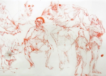 Boris - Federzeichnung mit roter Tusche auf Transparentpapier